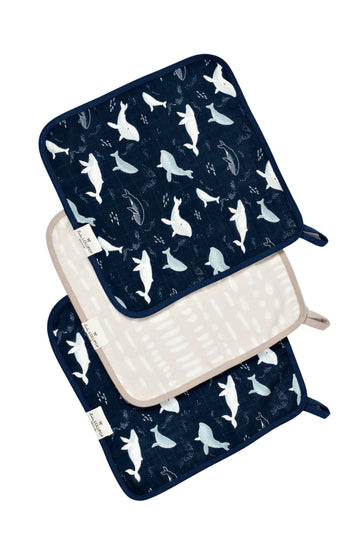 3 Pack Washcloth Set - Whales