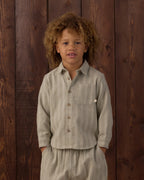 Sage Pinstripe Collared Long Sleeve Shirt
