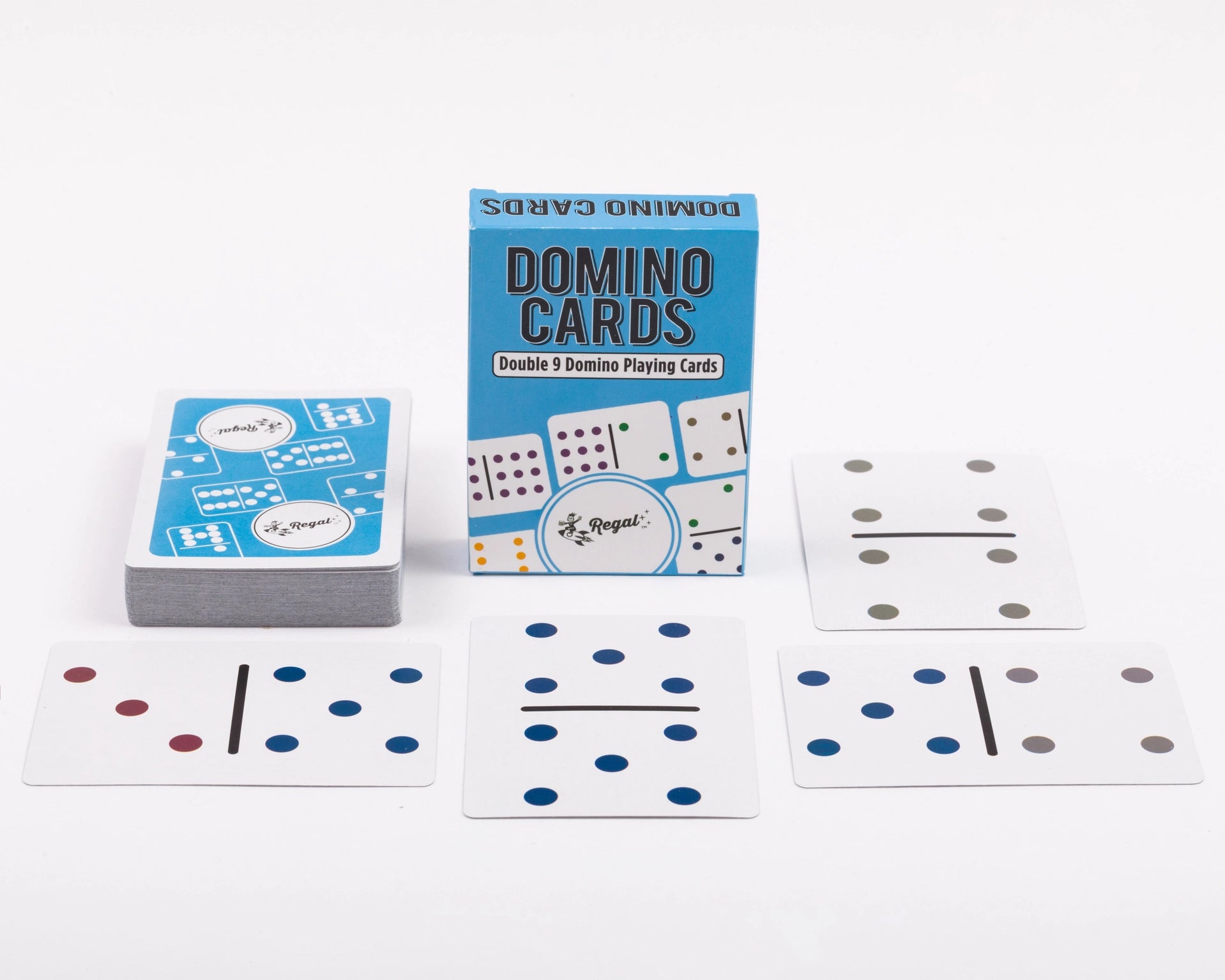 Large Double 9 Colored Dot Domino Playing Cards