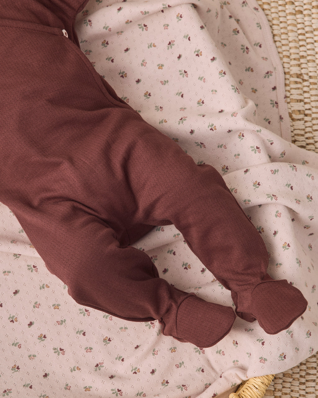 Black Cherry Pointelle Wrap Footie
