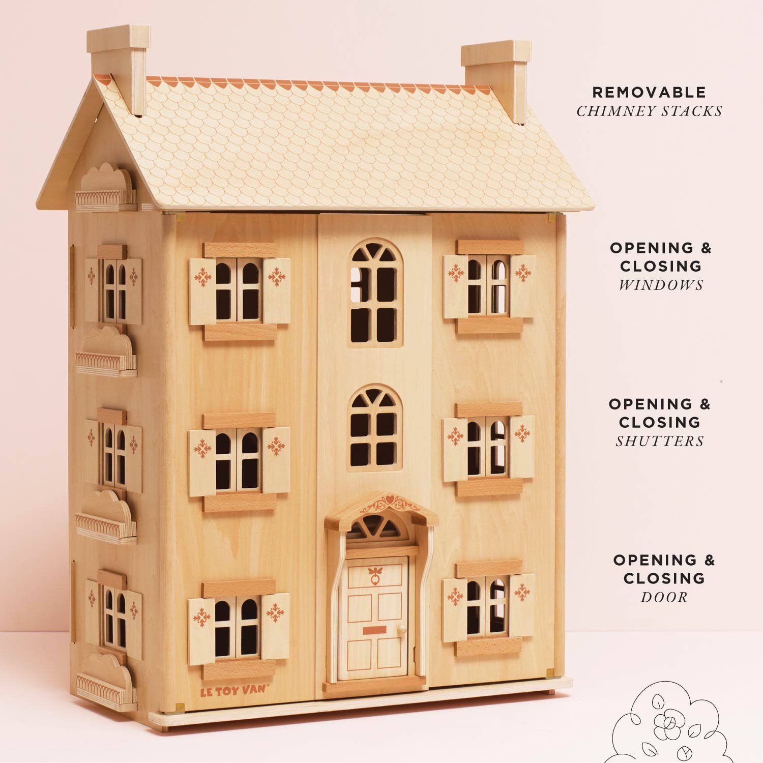 Grand Natural Wood Dolls House