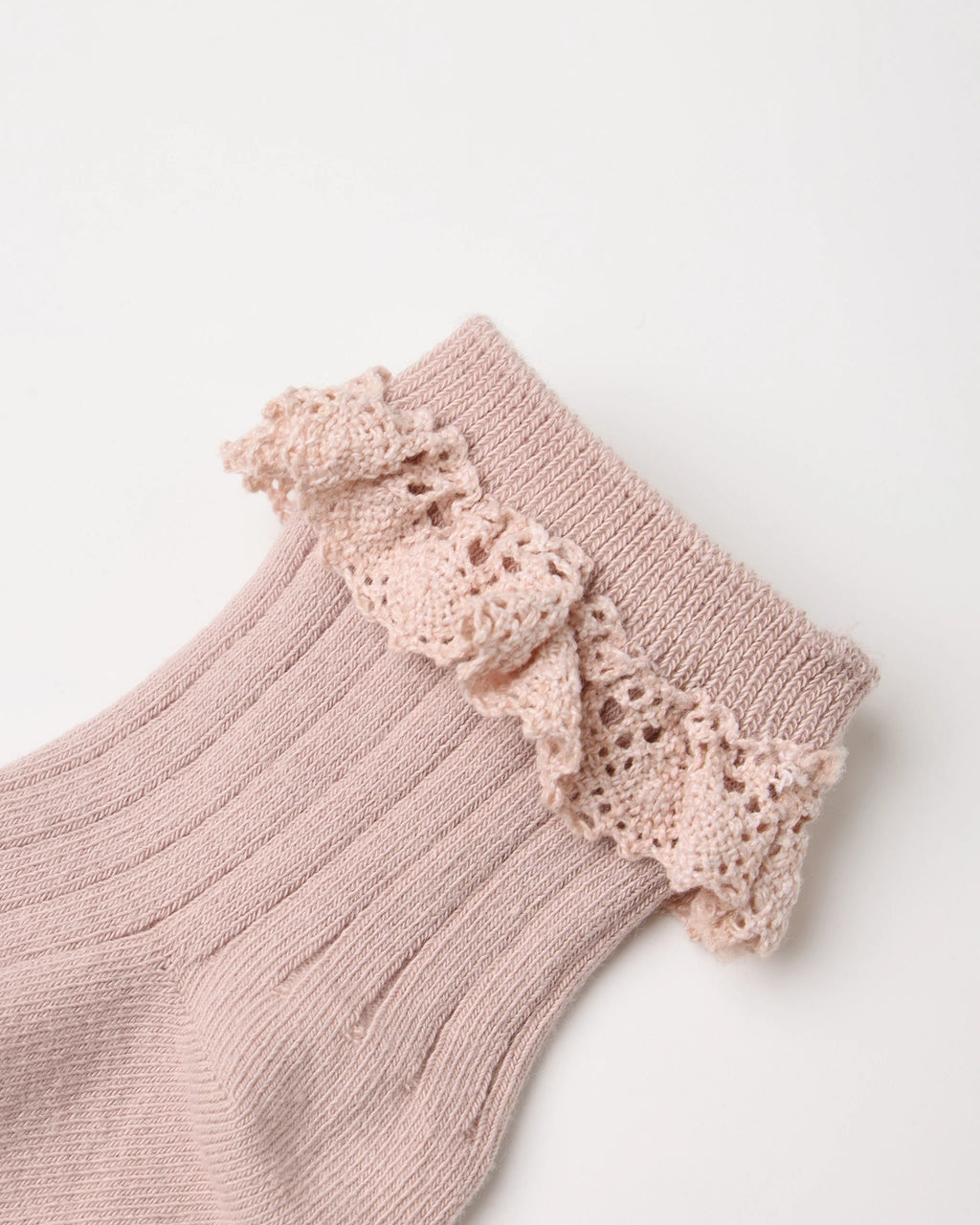 Rosewood & Natural Lace Trim Sock Set