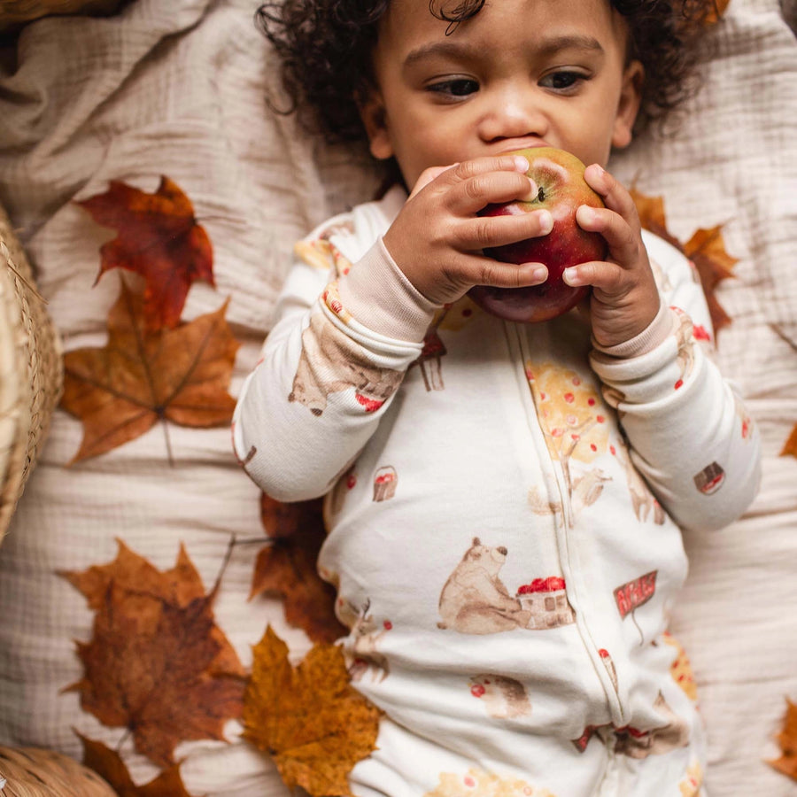 Organic Zip Pajamas - Apple Season