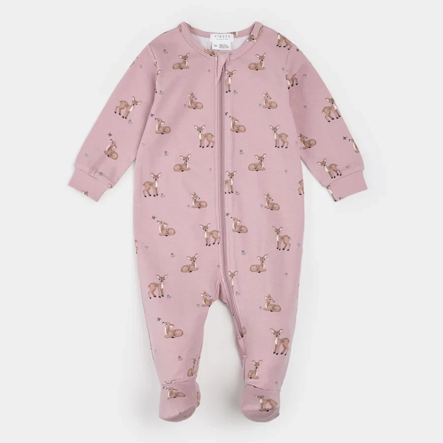 LunaKnit Fall Fawns Zipper Footie