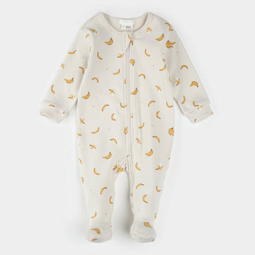 Banana Ribbed Zipper Footie
