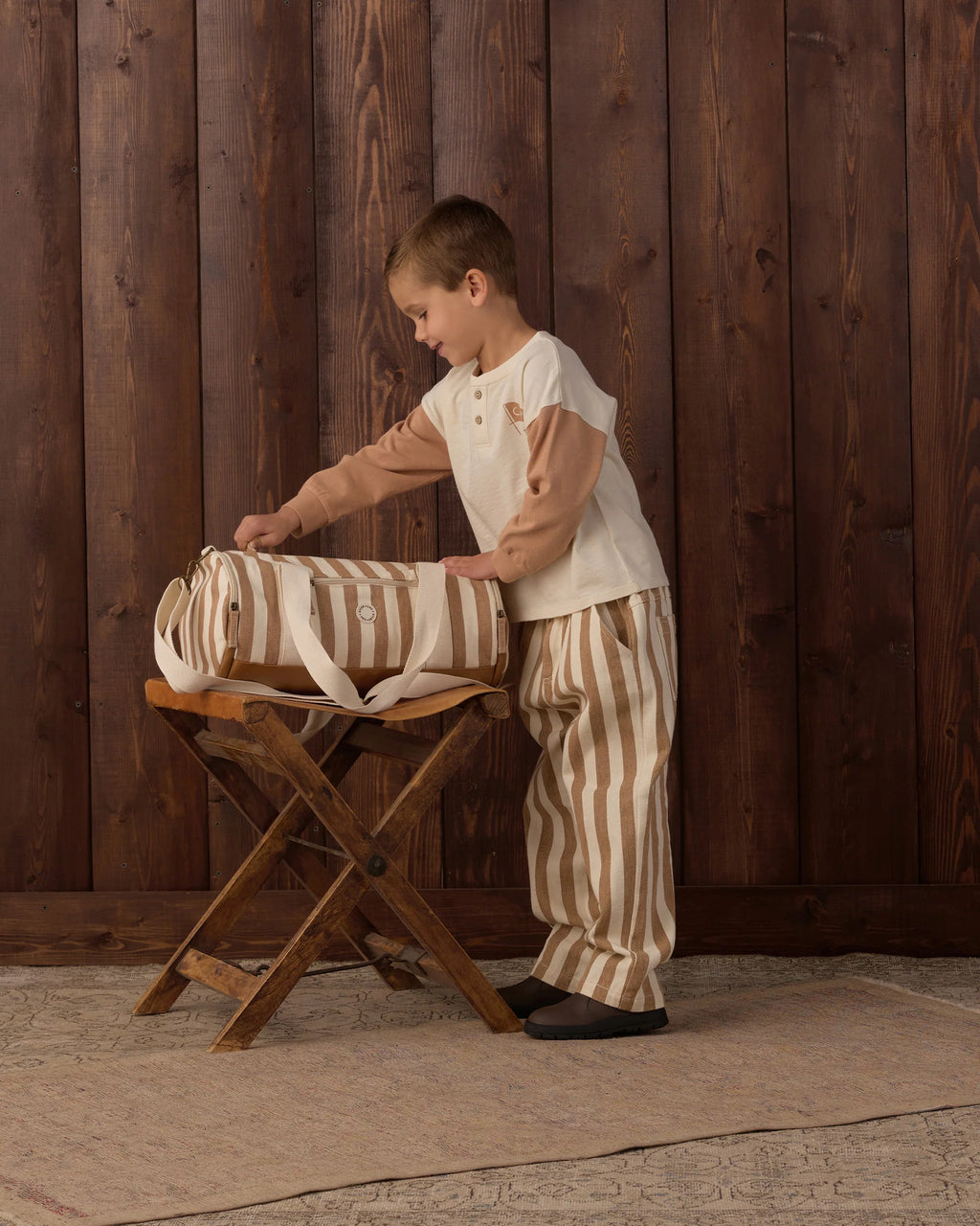 Fawn Pinstripe Duffle Bag