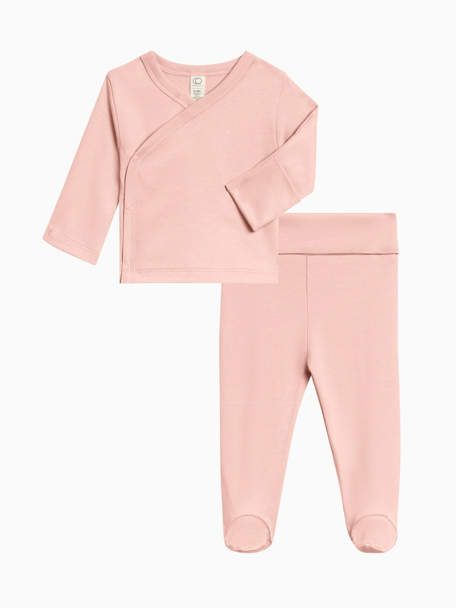 Organic Cotton Baby Kimono Top &  Pant Set - Ballet