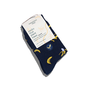 Socks That Plant Trees - Navy Bananas