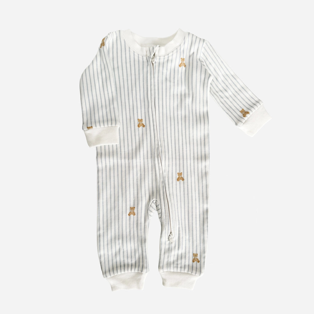 Organic Zipper Romper - Teddy Bear