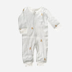 Organic Zipper Romper - Teddy Bear