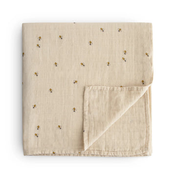 Organic Cotton Muslin Swaddle - Bees
