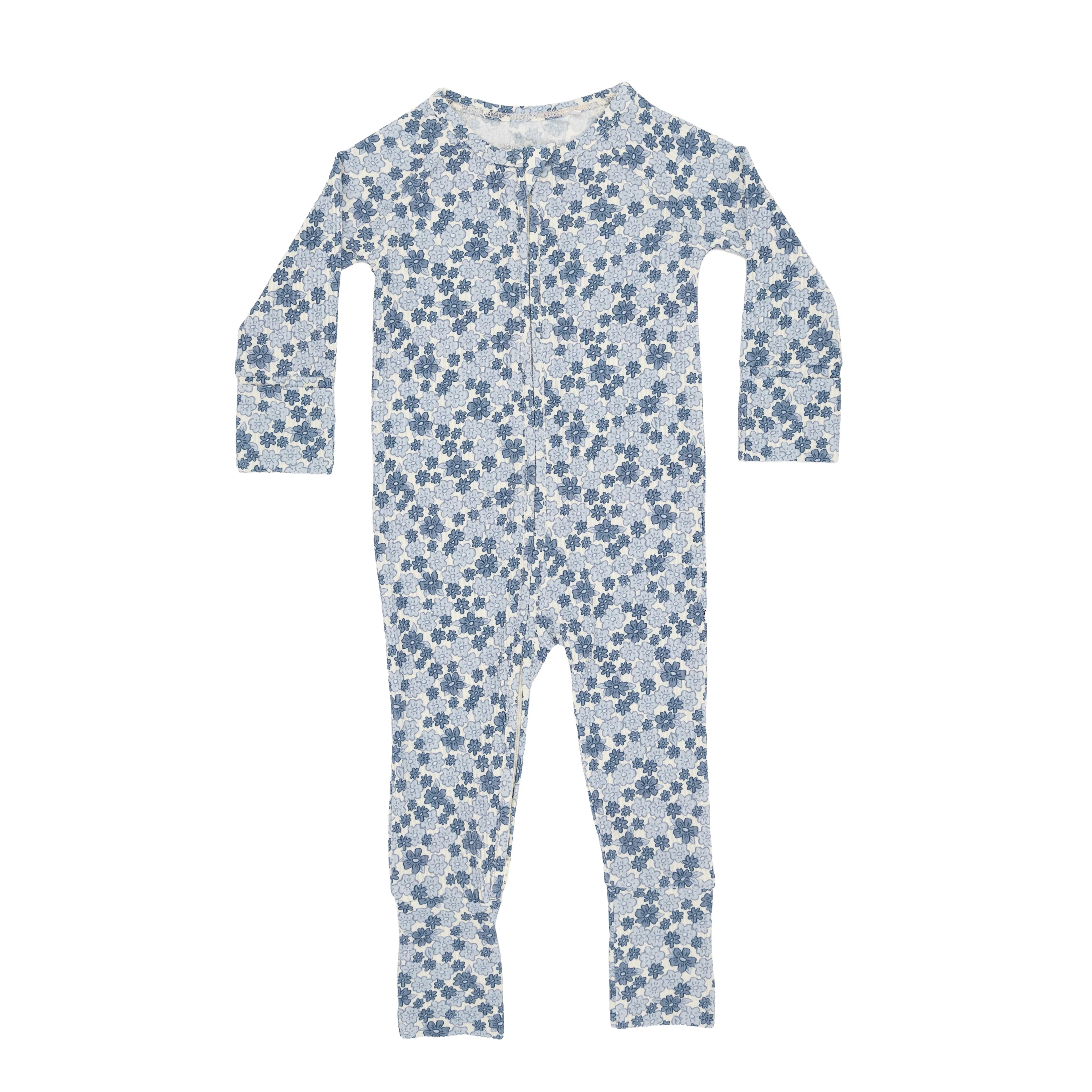Bluebell Blossoms Ribbed Zip Romper