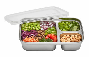 3-Compartment Divided Bento 24oz - Clear