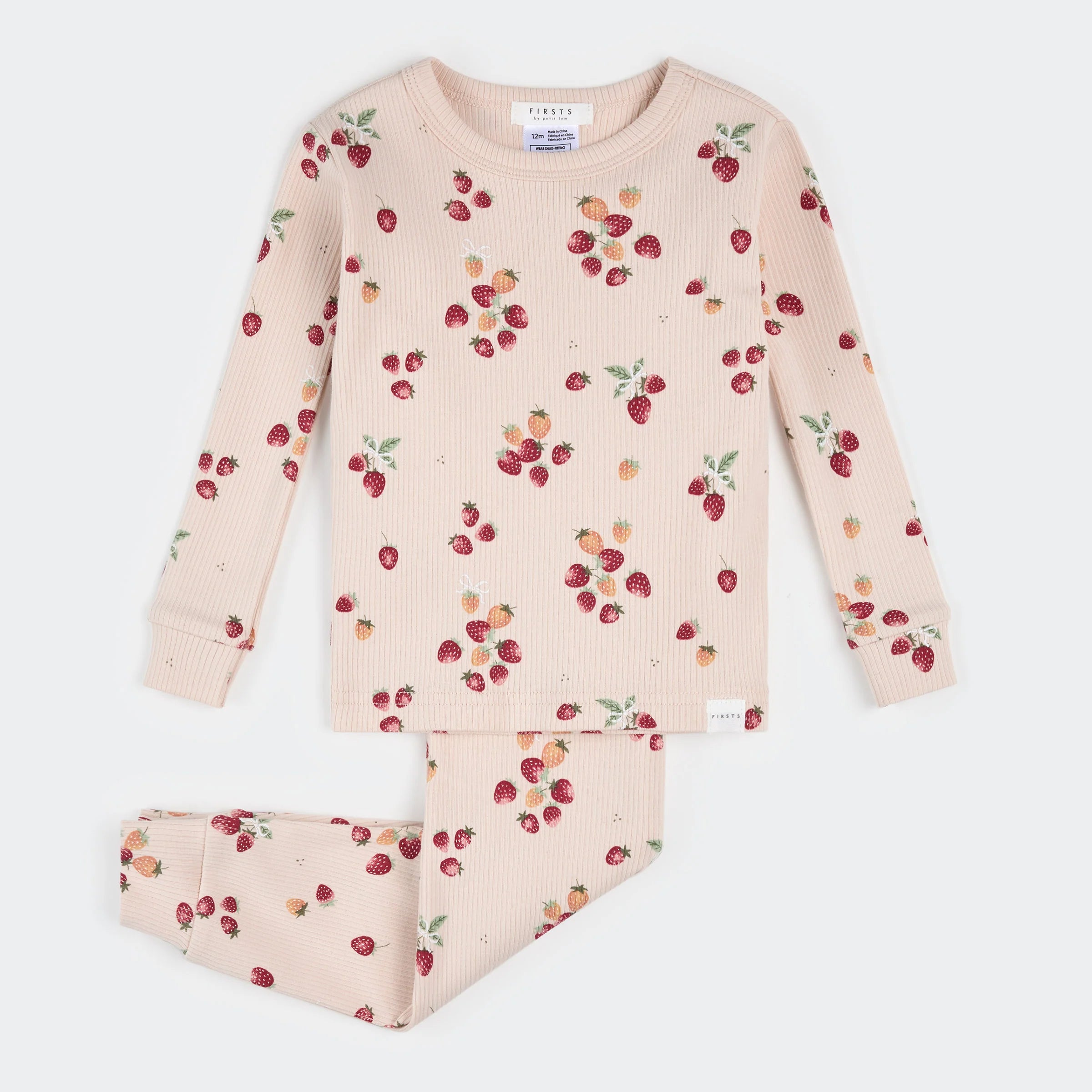 Strawberries Ribbed Pajama Set