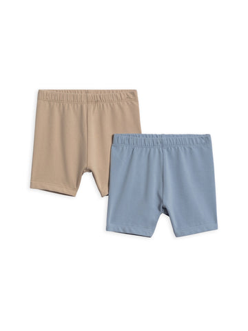 Organic Biker Shorts - Rain + Beige