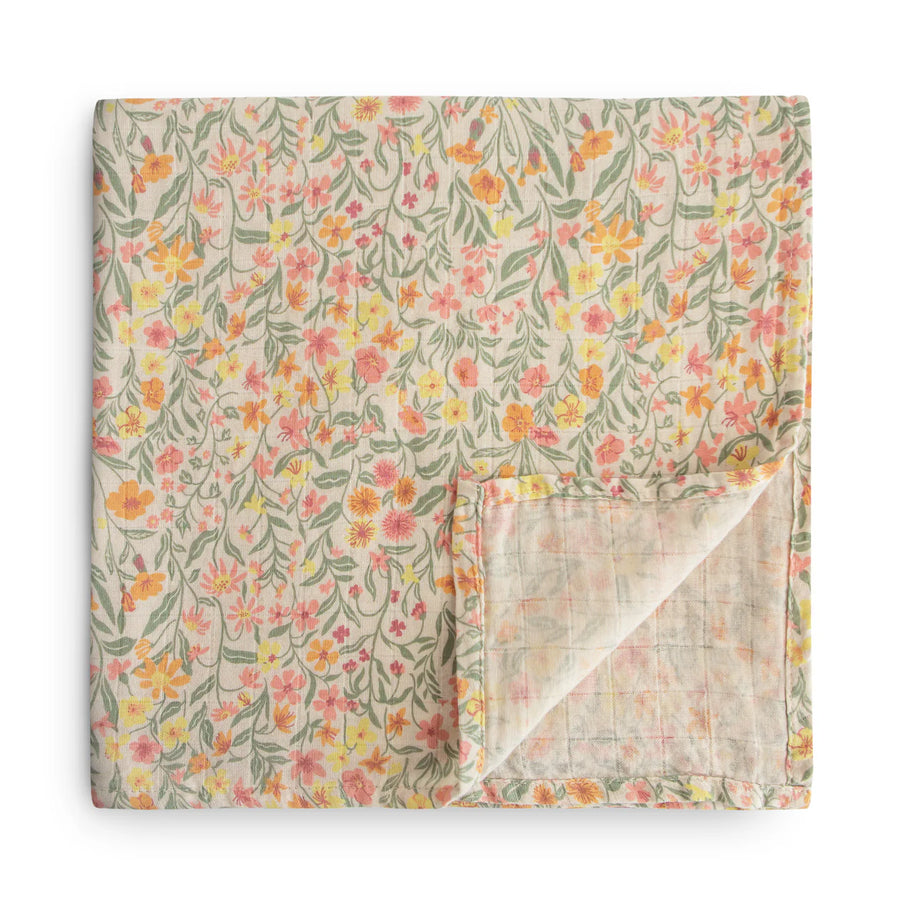 Organic Cotton Muslin Swaddle - Pastel Blooms