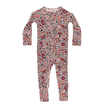 Fall Blooms Ribbed Zip Romper