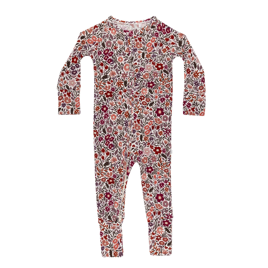 Fall Blooms Ribbed Zip Romper