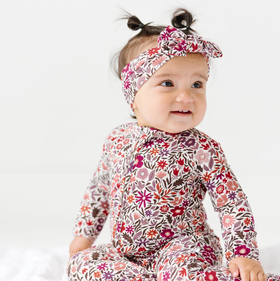 Fall Blooms Ribbed Zip Romper