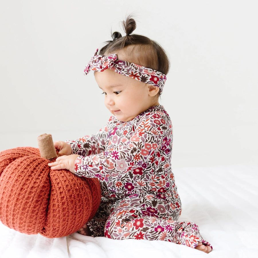 Fall Blooms Ribbed Zip Romper