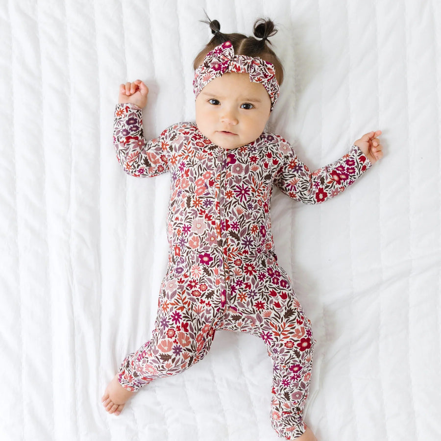 Fall Blooms Ribbed Zip Romper
