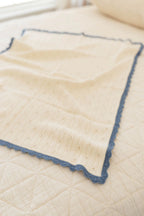 Knit Pointelle Baby Blanket - Milk & Blue Jay