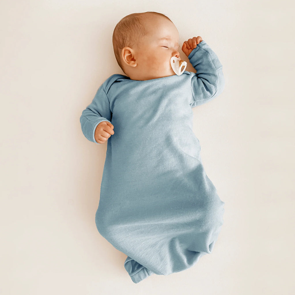 Merino Wool Baby Gown - Blue