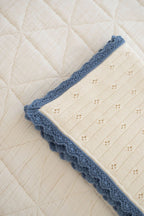 Knit Pointelle Baby Blanket - Milk & Blue Jay
