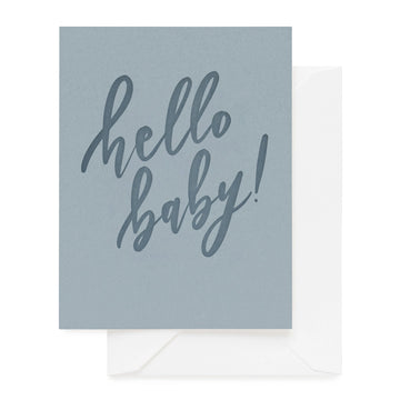 Blue Hello Baby Card