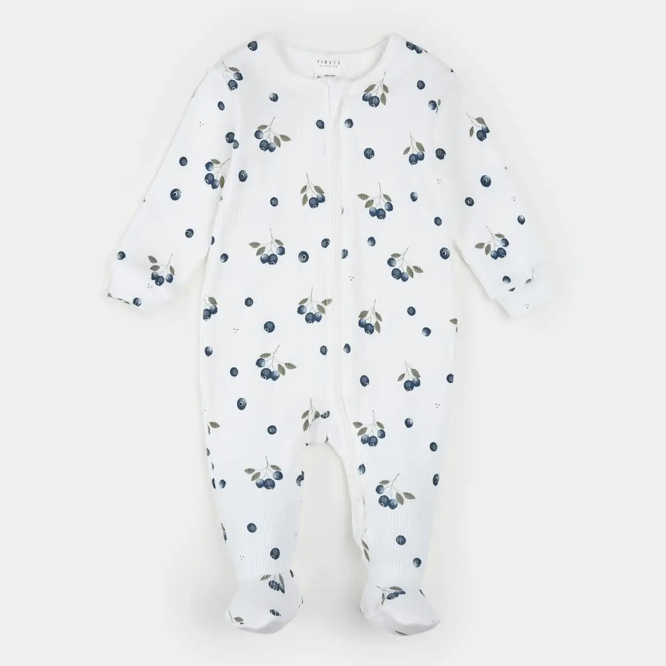 Ribbed Blueberries Zipper Footie
