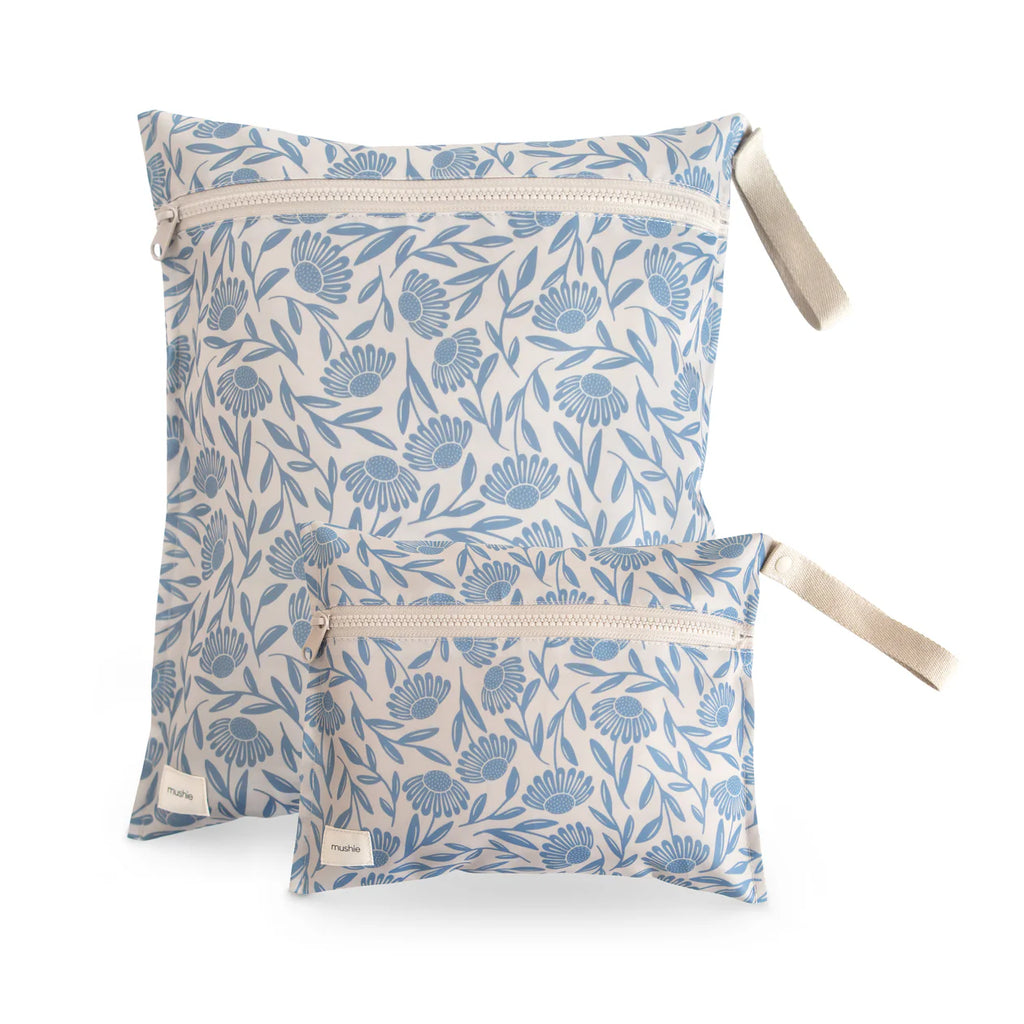Blue Flowers Water Resistant Wet Bag (2 pack)