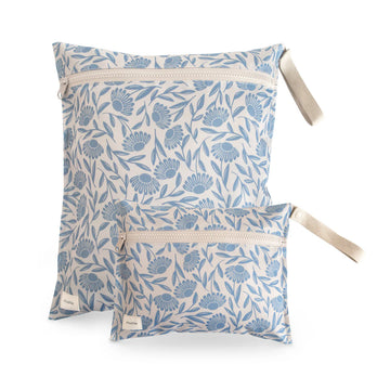 Blue Flowers Water Resistant Wet Bag (2 pack)