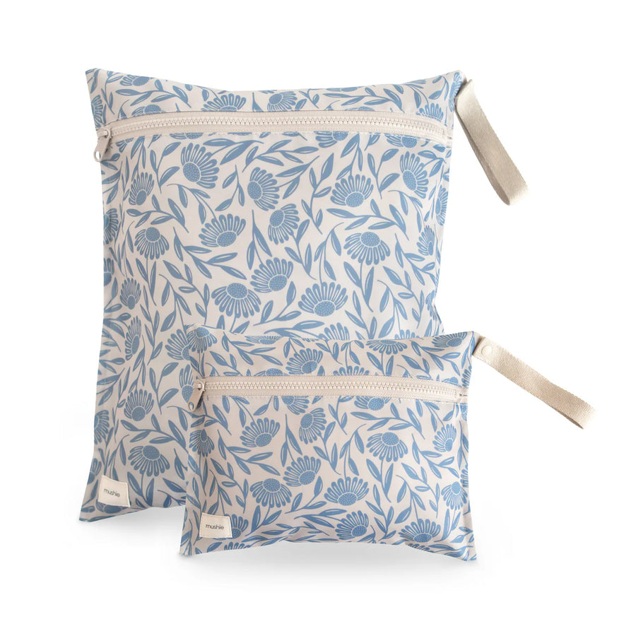 Blue Flowers Water Resistant Wet Bag (2 pack)