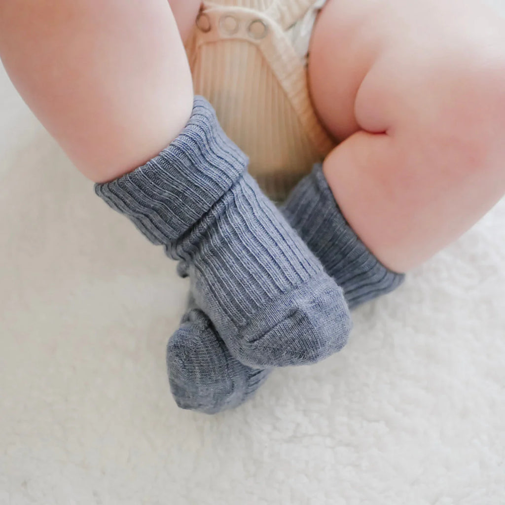 Merino Wool Baby Sock Set - Blues