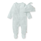 Organic Footie and Hat Set- Blue Stripe