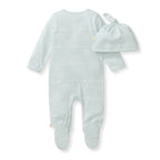 Organic Footie and Hat Set- Blue Stripe