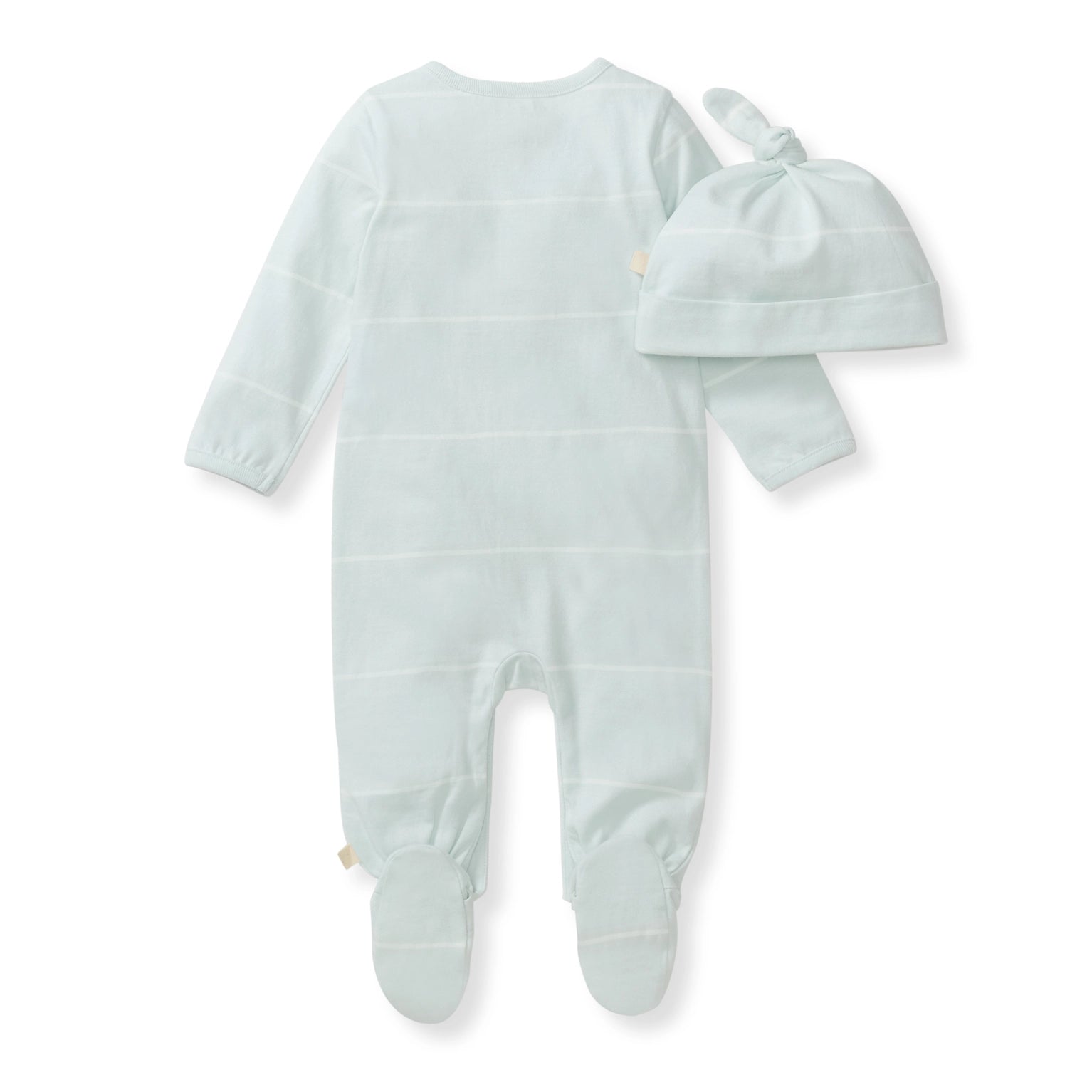 Organic Footie and Hat Set- Blue Stripe