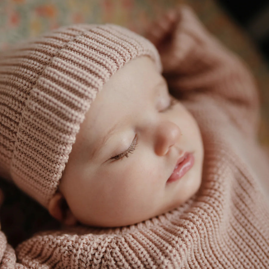 Blush Organic Cotton Chunky Knit Beanie