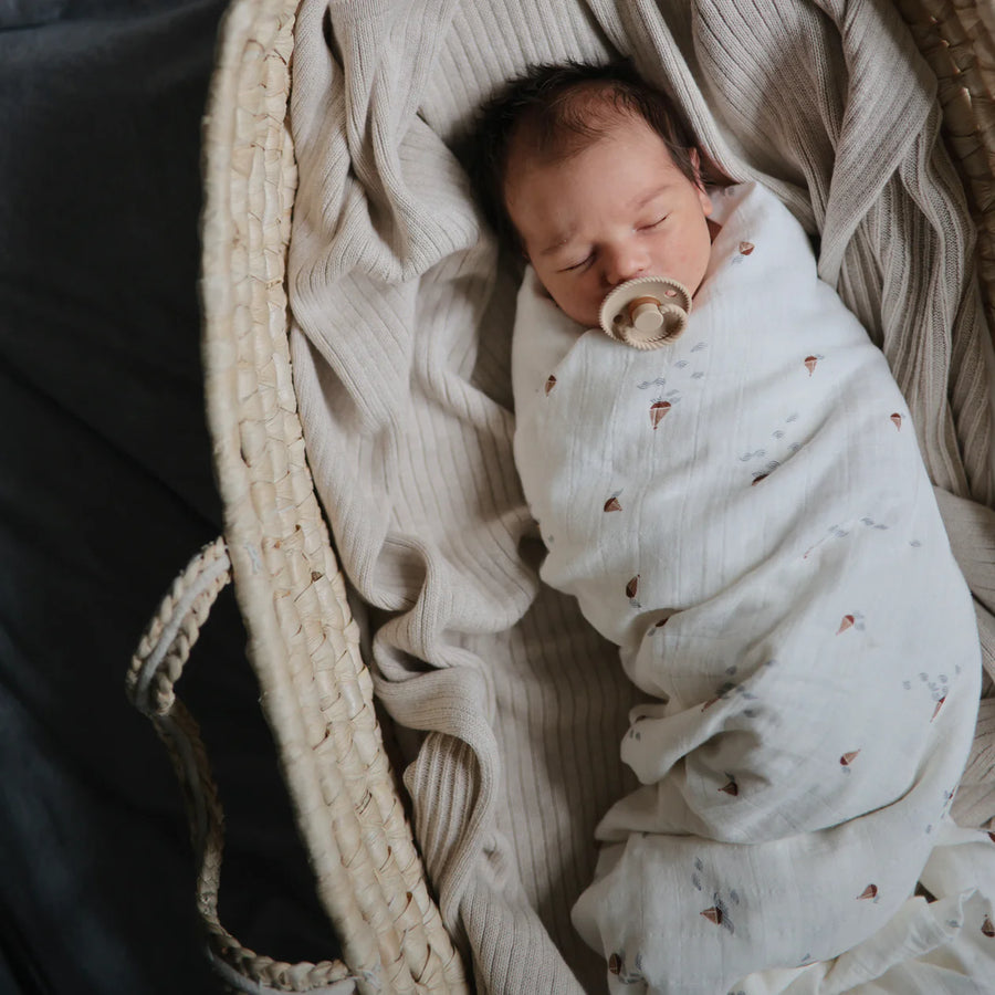 Organic Cotton Muslin Swaddle - Boats