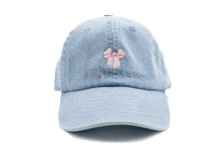 Denim Pink Bow Hat