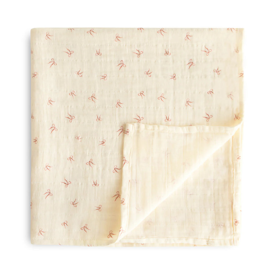 Organic Cotton Muslin Swaddle - Bows