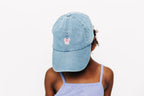 Denim Pink Bow Hat