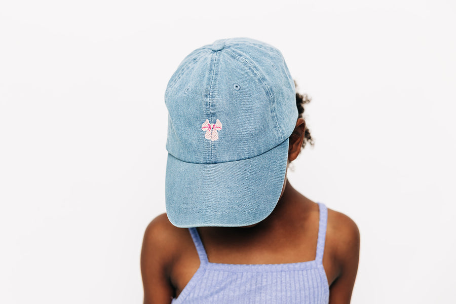 Denim Pink Bow Hat