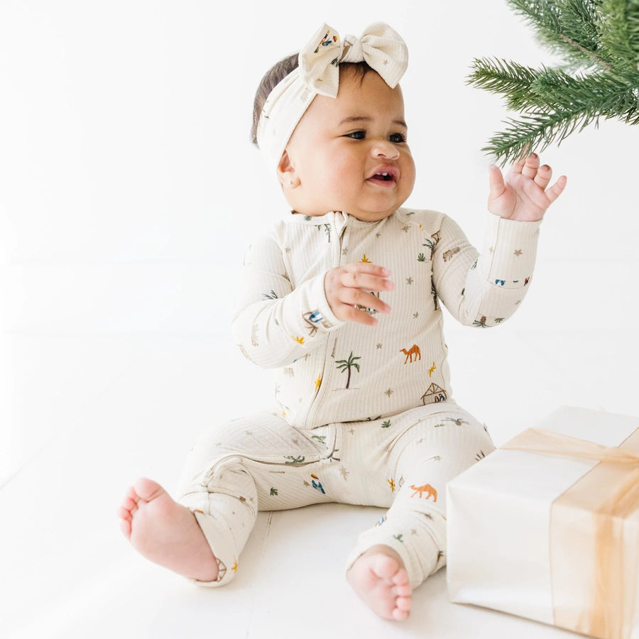 Nativity Ribbed Zip Romper