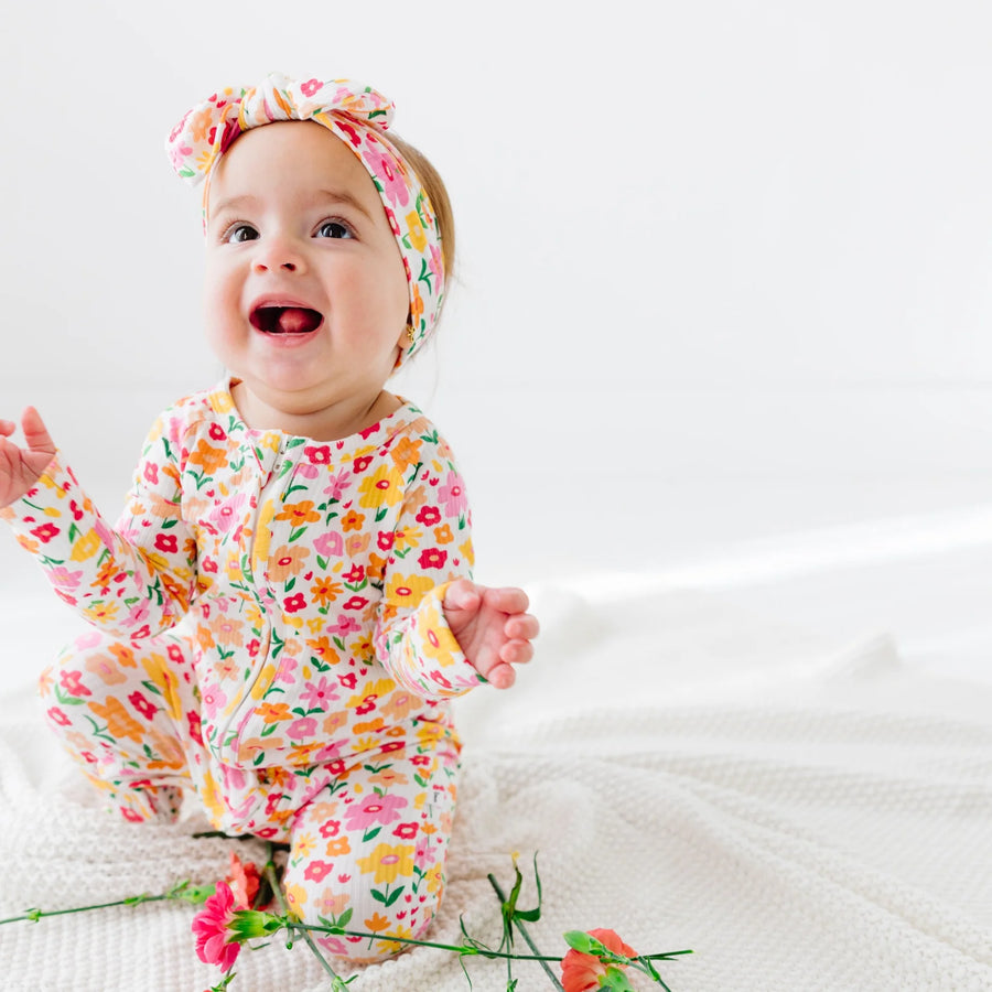 Summer Blooms Ribbed Zip Romper