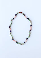 Fluorite + Lapis Lazuli + Rose Quartz Gemstone Necklace