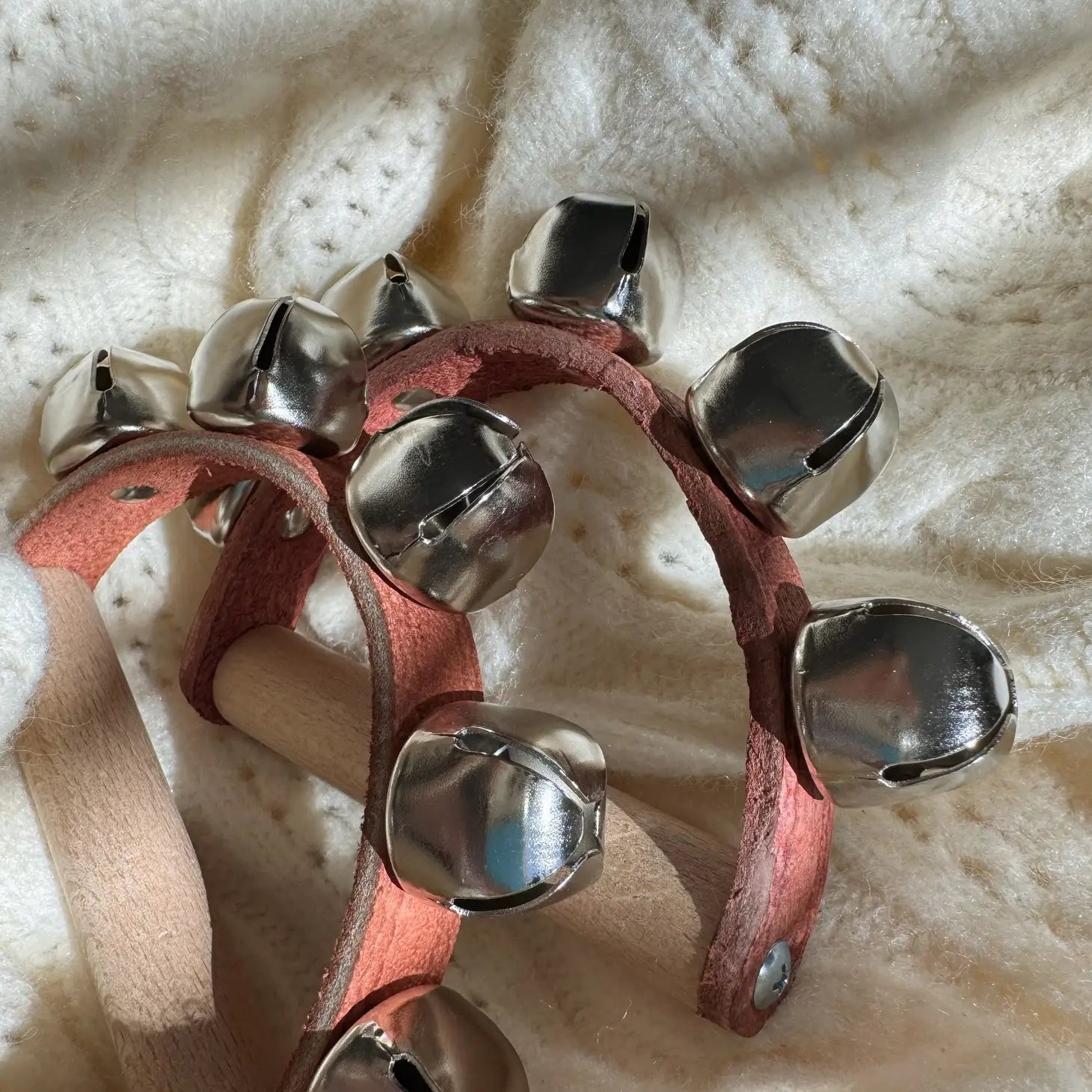 Velvet Leather Wooden Half Moon Hand Bell