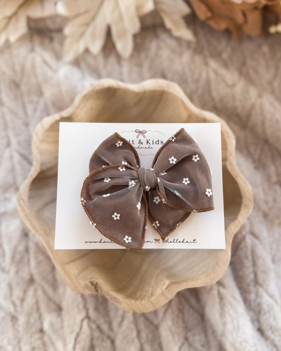 Mini Fable Bow Headband - Camel Bloom