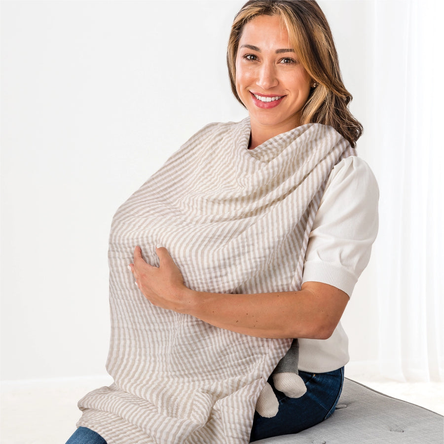 Chai Stripe Nursing Cover & Swaddle