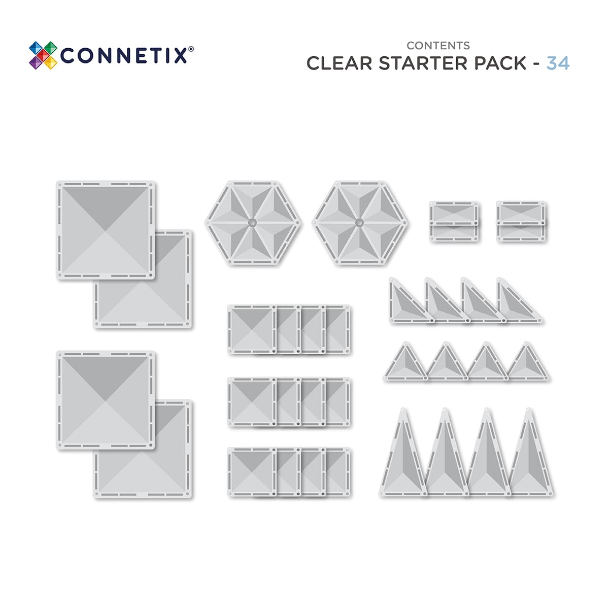 CONNETIX Clear Starter Pack | 34 Pieces